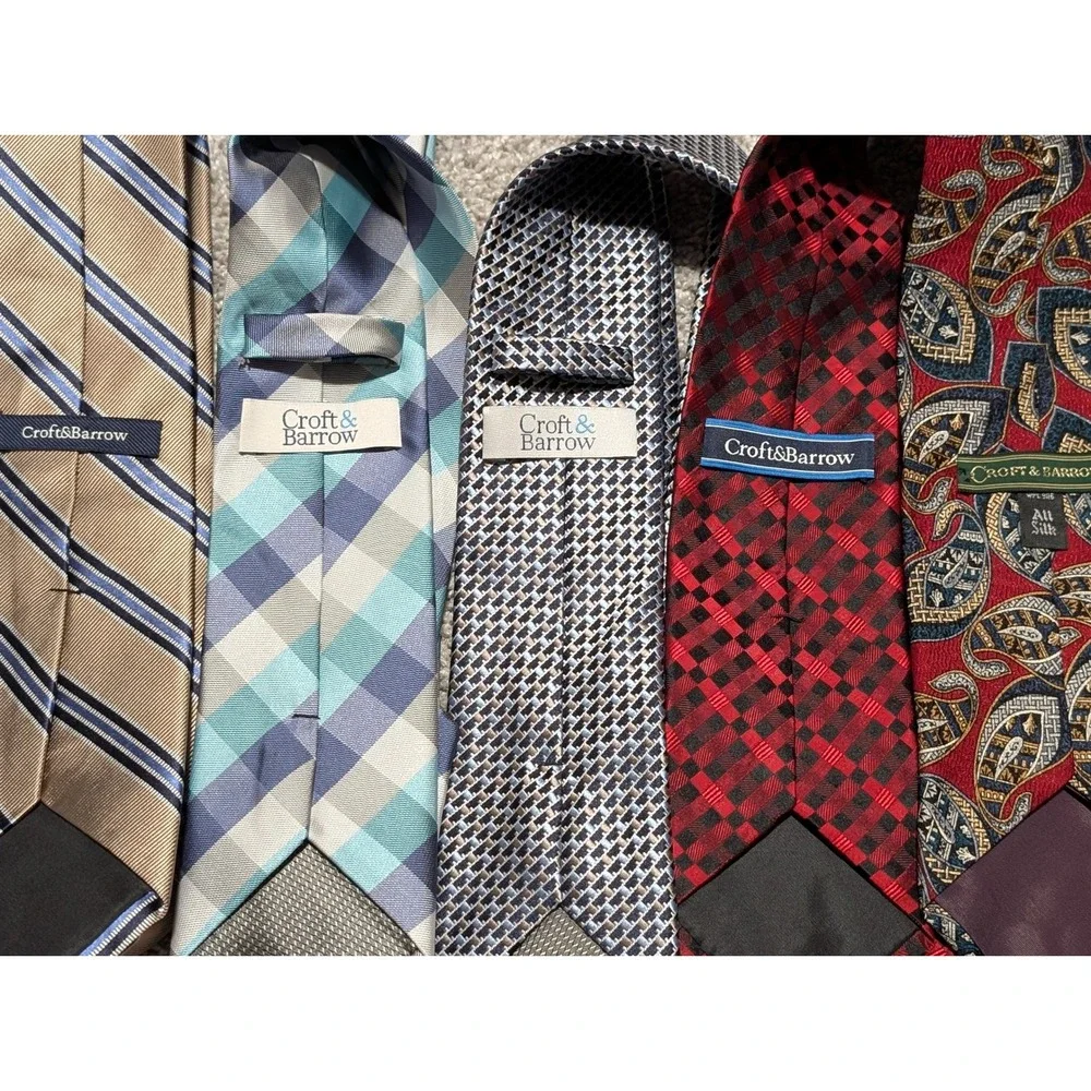 Croft & Barrow Neckties Lot of 5 Mens OS Multicolored Paisley‎ Striped Silk